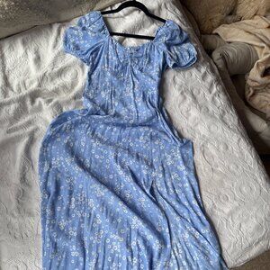 NWT & Other Stories Blue Floral Sweetheart Midi Dress Size 0